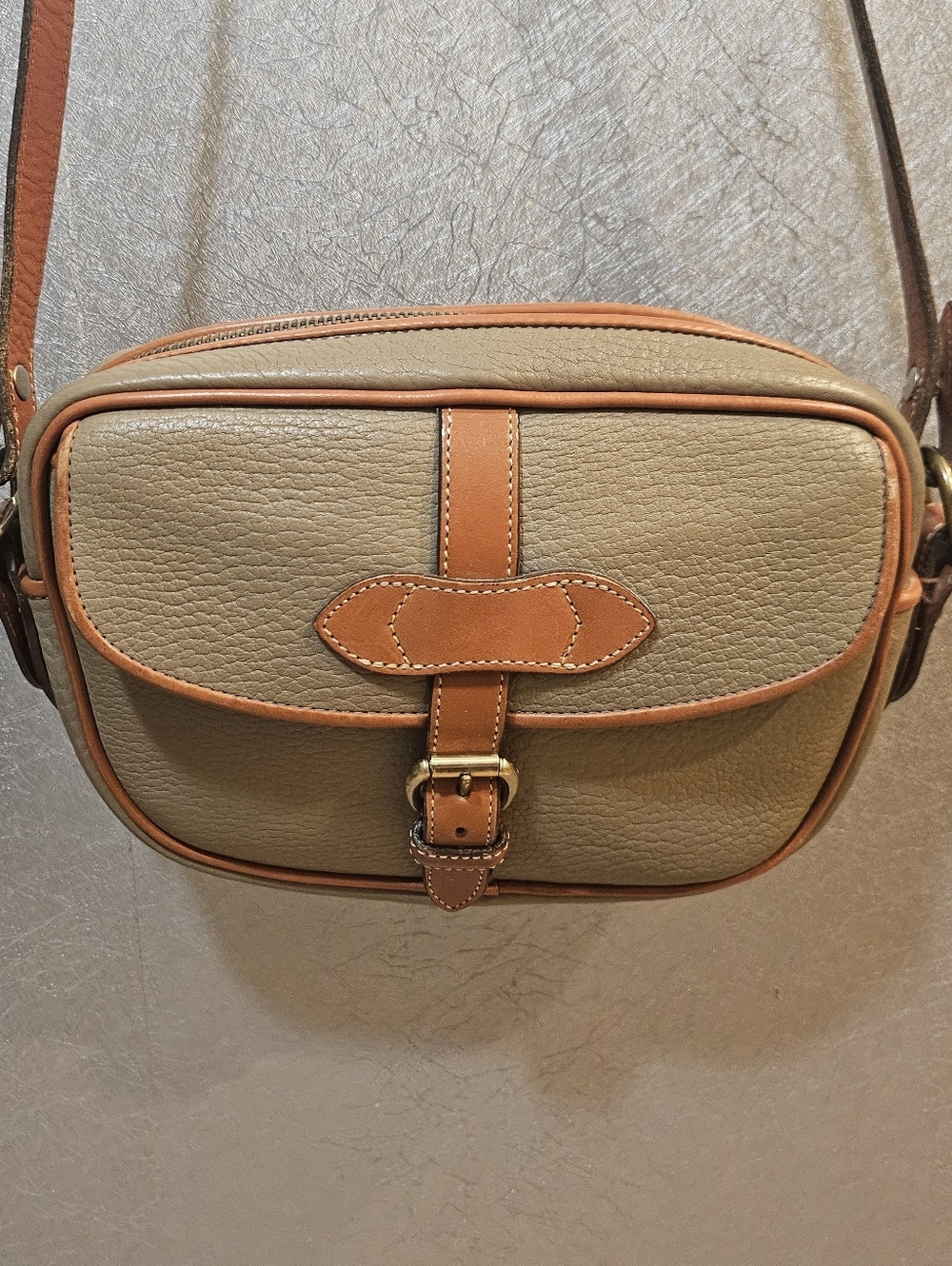Dooney & Bourke Two-Tone Leather Crossbody Bag in Beige and Tan